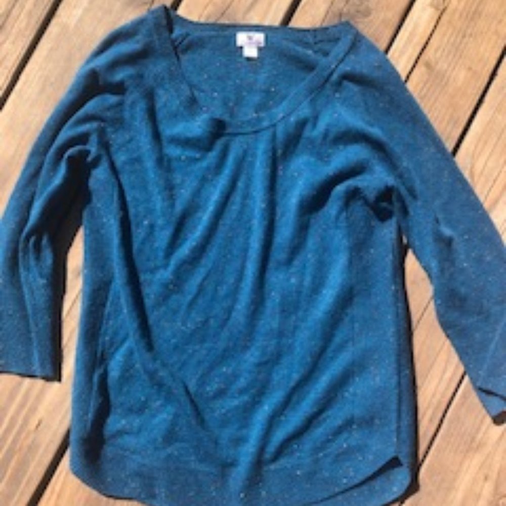 Blue Sweater with Pretty Colored Threads in it